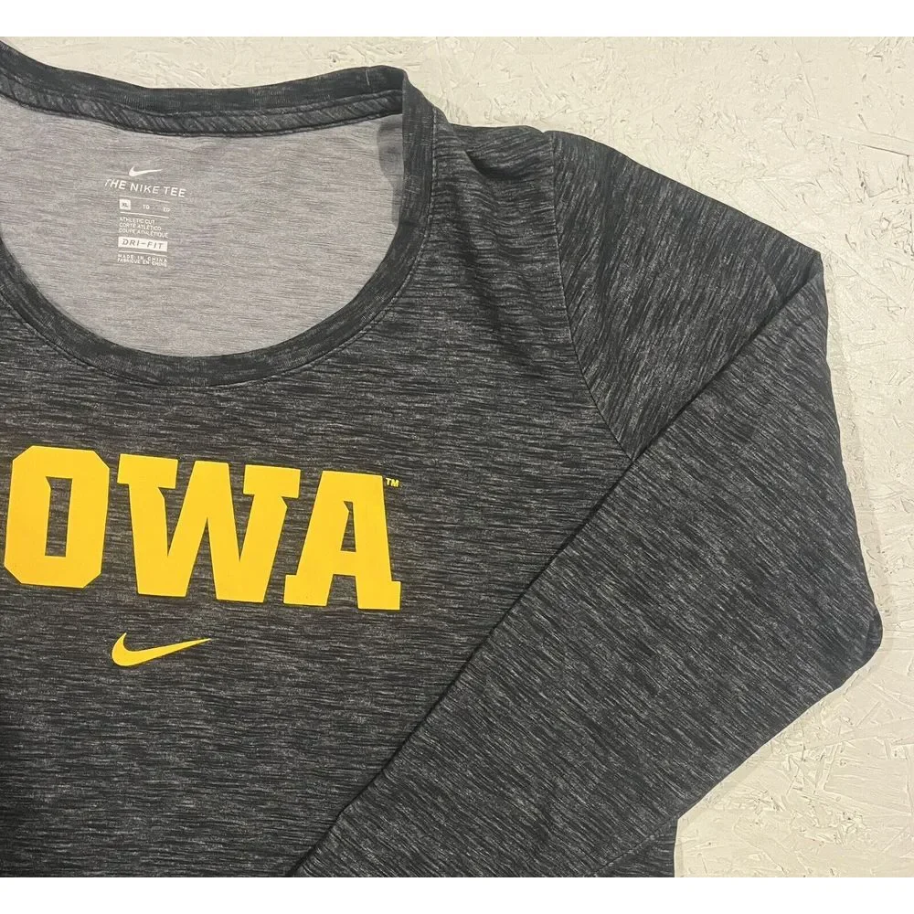 Iowa Hawkeyes Womens Shirt Nike XL Heather Gray Long Sleeve Dri-Fit Logo - Picture 5 of 9